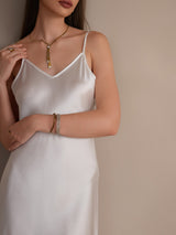 [Wit] SilkSilky-NL Spaghetti Bandjes V Hals Jurk 003