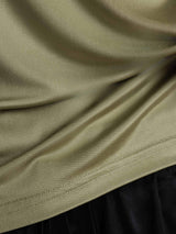 [Gedroogd Kruiden] SilkSilky-NL 100% Silk Jersey Short Sleeve Mock Neck Dames T-Shirt 005