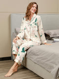 SilkSilky NL Pure Silk Lange Mouw Revers Dames Pyjama Set Ivoor 001