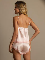 [Lichtroze] SilkSilky-NL Spaghetti Strap V Neck Cami-Set 002