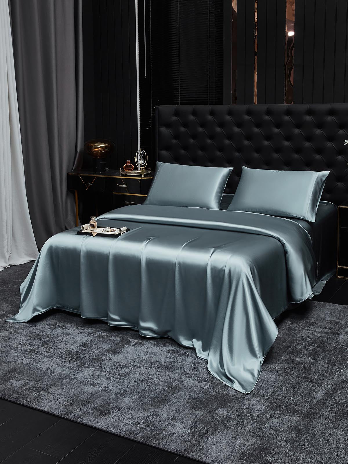 [Grijsachtig Blauw] SilkSilky-NL 19Momme Bedding Set 001