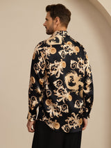 [Zwarte Draak] SilkSilky-NL Long Sleeve Lapel Collar Heren Shirt 002