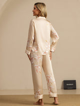 [Champagne] SilkSilky-NL Long Sleeve Lapel Collar Dames Pyjama Set 002