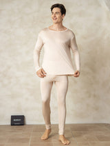 [Tan] SilkSilky-NL Long Sleeve Round Neck Heren Lange Onderkleding 003