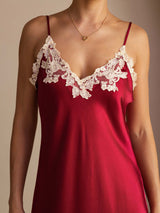 [Wijn] SilkSilky-NL Spaghetti Strap V Neck Jurk 004