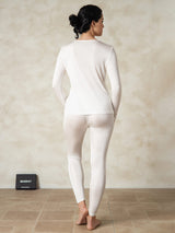 [Wit] SilkSilky-NL Lange Mouw Ronde Hals Dames Lange Onderkleding 002