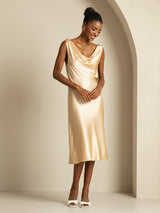 [Champagne] SilkSilky-NL Sleeveless Cowl Neck Jurk 008