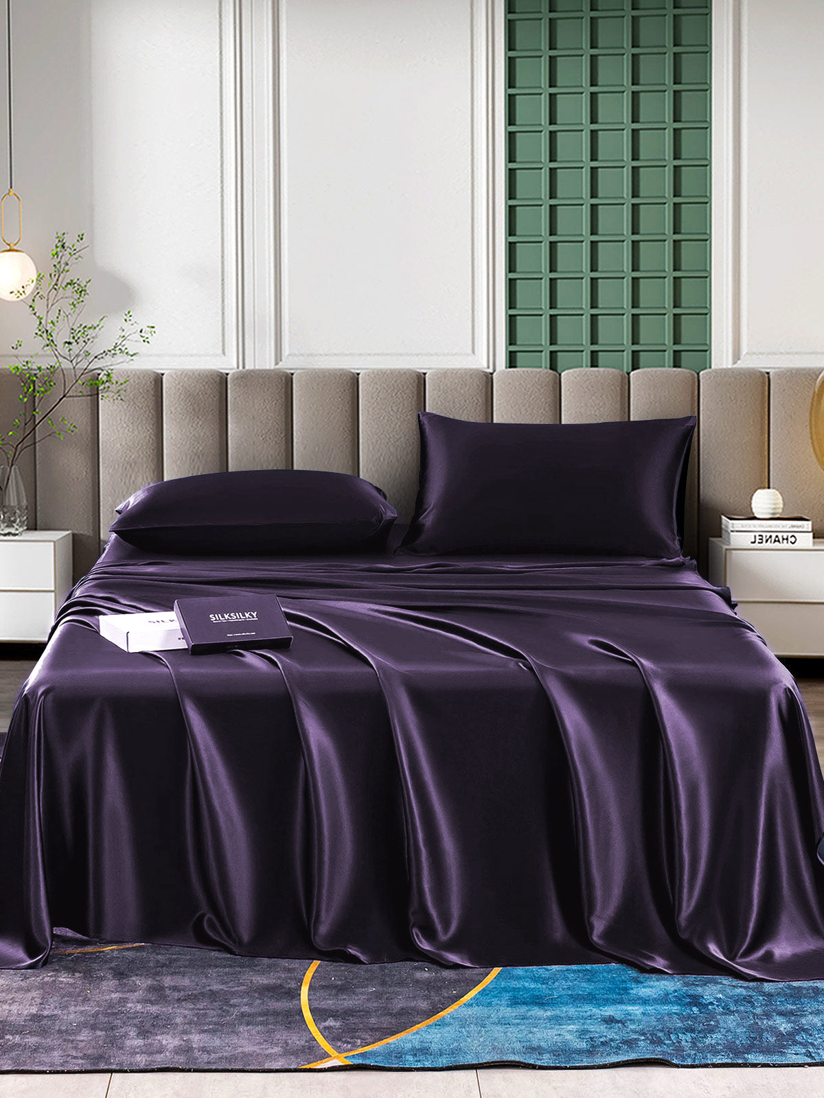 SilkSilky NL 25Momme Pure Silk Bedding Set Donkerpaars 002