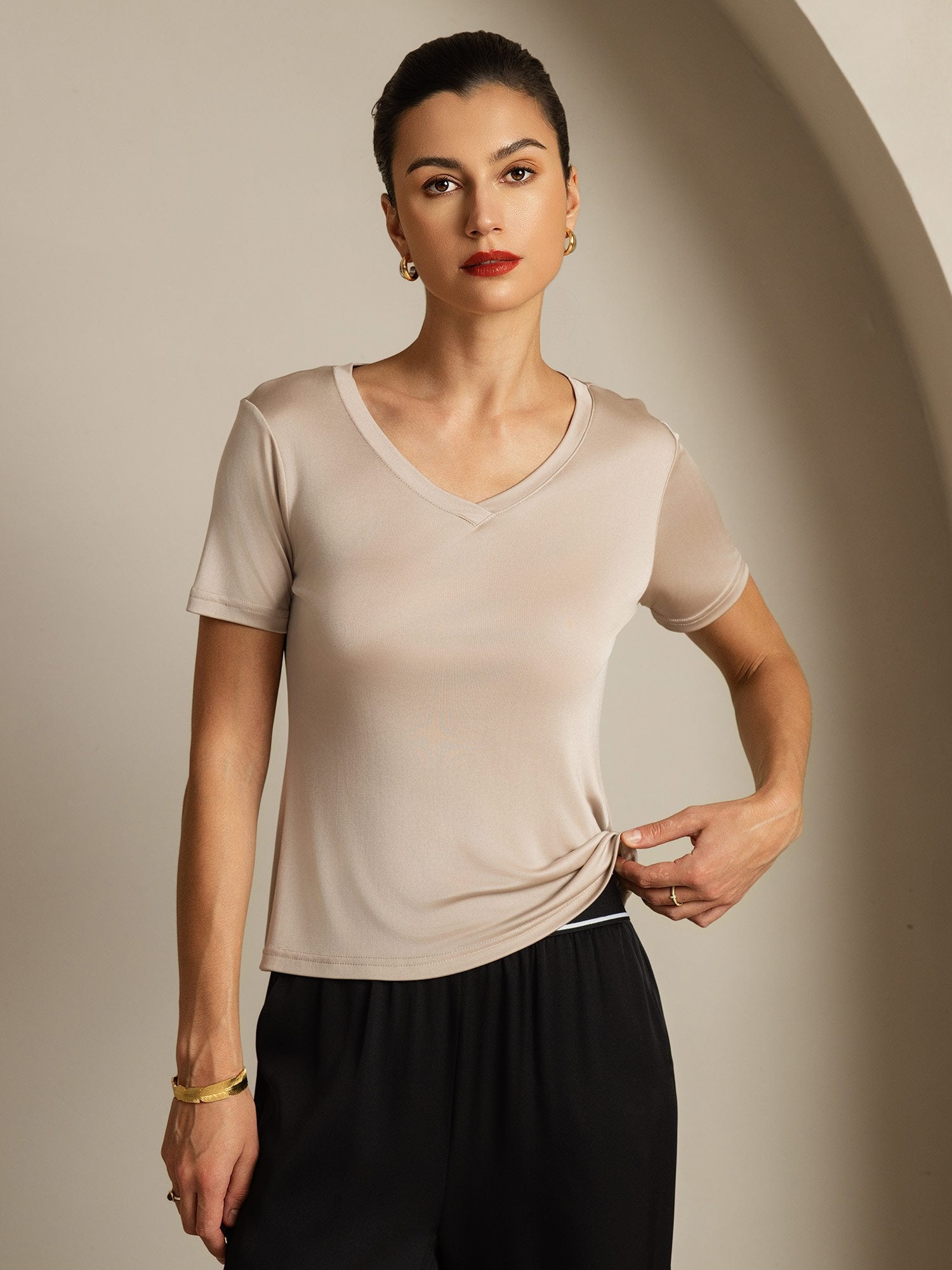 [Lichtkaki] SilkSilky-NL Zijde Womens T-Shirt 003