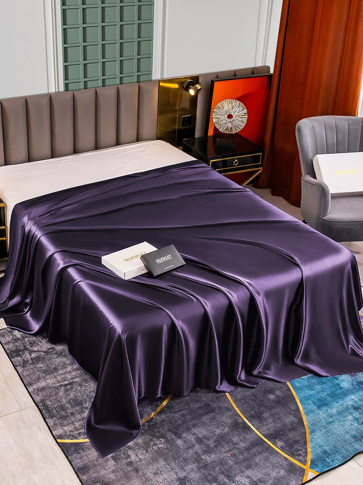 [Donkerpaars] SilkSilky-NL 25Momme Sheet 001