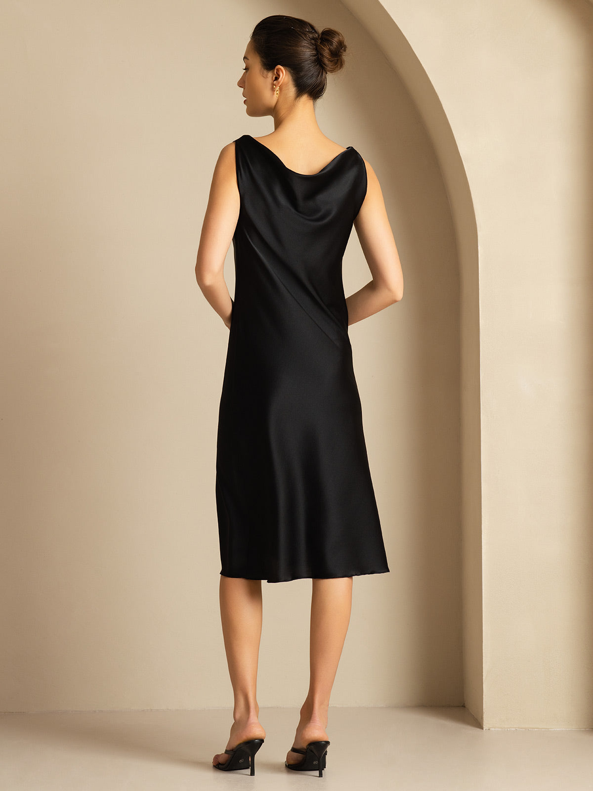 [Zwart] SilkSilky-NL 19Momme Zijde Dress 002