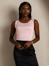 [Roze] SilkSilky-NL Mouwloos Ronde Hals Dames T-Shirt 004