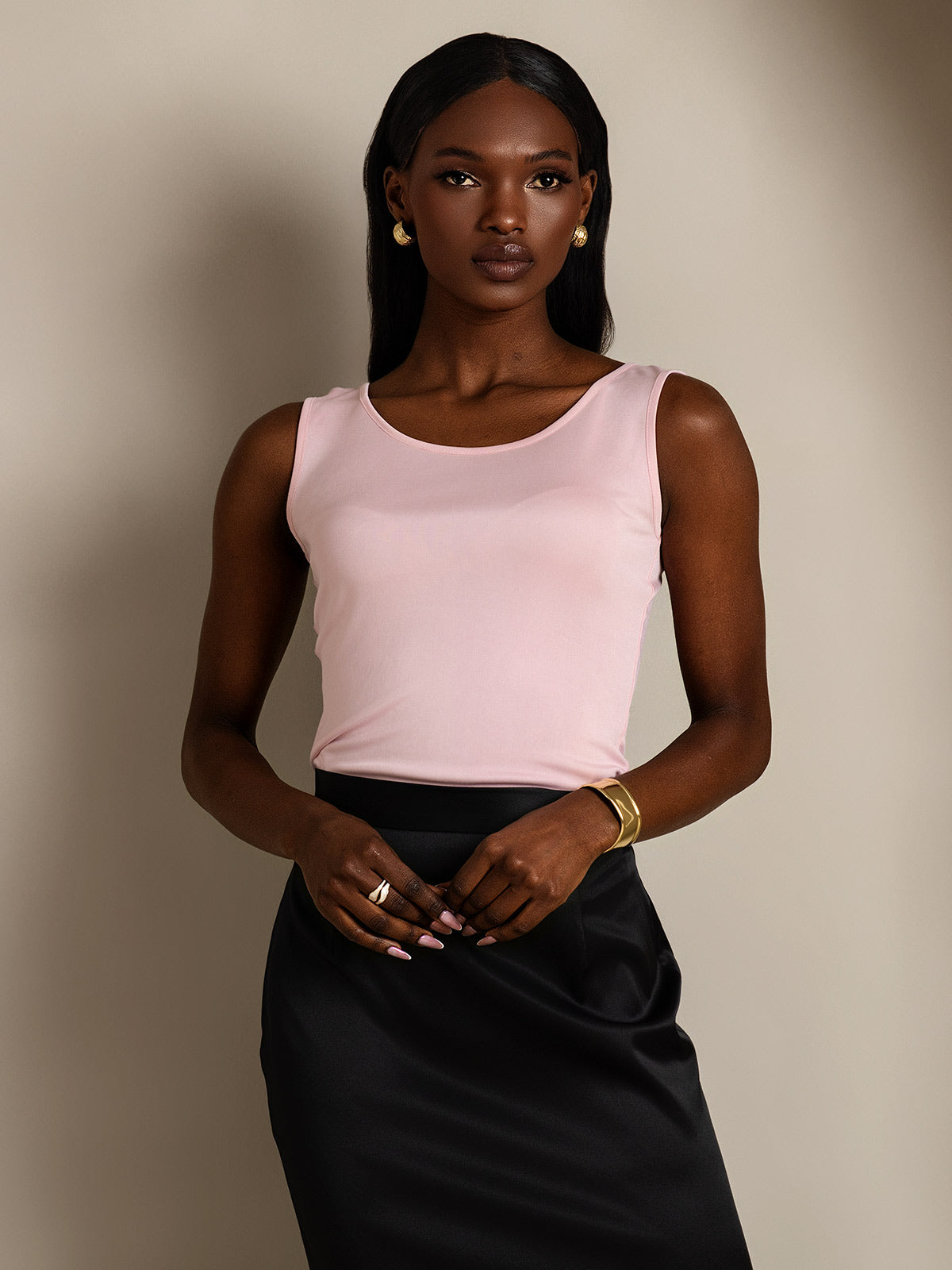 [Roze] SilkSilky-NL Zijde Gebreid Ronde Hals Dames T-Shirt 004