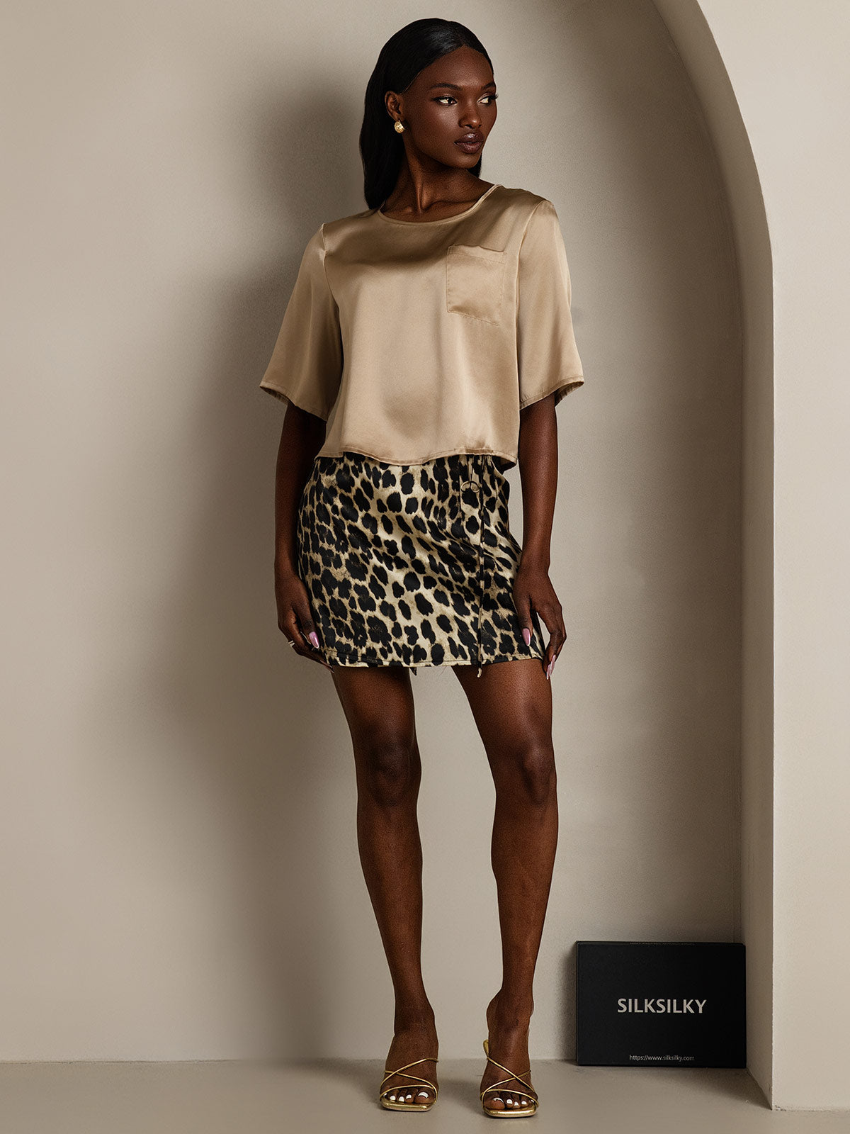 [Champagne] SilkSilky-NL Boat Hals Dames T-Shirt 006