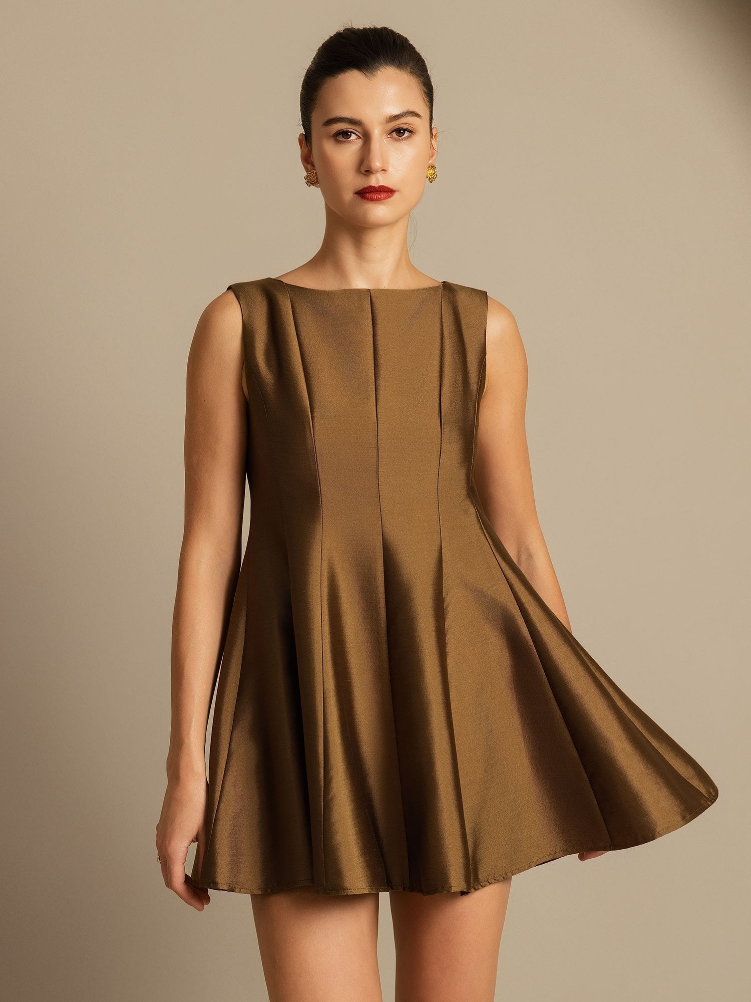 [Brons] SilkSilky-NL 32Momme Silk-Wool Blend Dress 006,