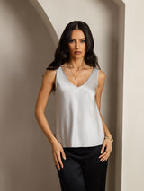 [Zilver] SilkSilky-NL Sleeveless V Neck Cami-Top 003