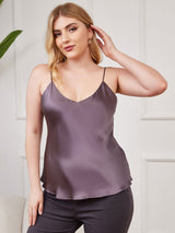 [Paars Grijs] SilkSilky-NL Spaghetti Bandjes V Hals Grote maten Cami-Top 001