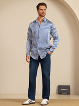 [Marine Streep] SilkSilky-NL 19Momme Lange Mouw Reverskraag Heren Shirt 007