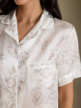 [Crèmebloemen] SilkSilky-NL Short Sleeve Notch Collar Dames Pyjama Set 004