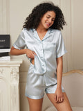 SilkSilky-NL Korte Mouw Womens Pajamas Lichtblauw 004