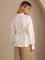 [Wit] SilkSilky-NL Long Sleeve Split Blouse 002
