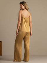 [Tan] SilkSilky-NL 19Momme Spaghetti Bandjes Diepe Ronde Hals Cami-Set 002