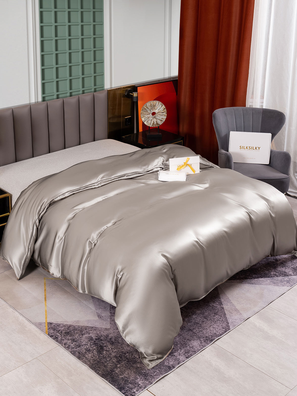 [Grijs] SilkSilky-NL 25Momme Duvet Cover 002