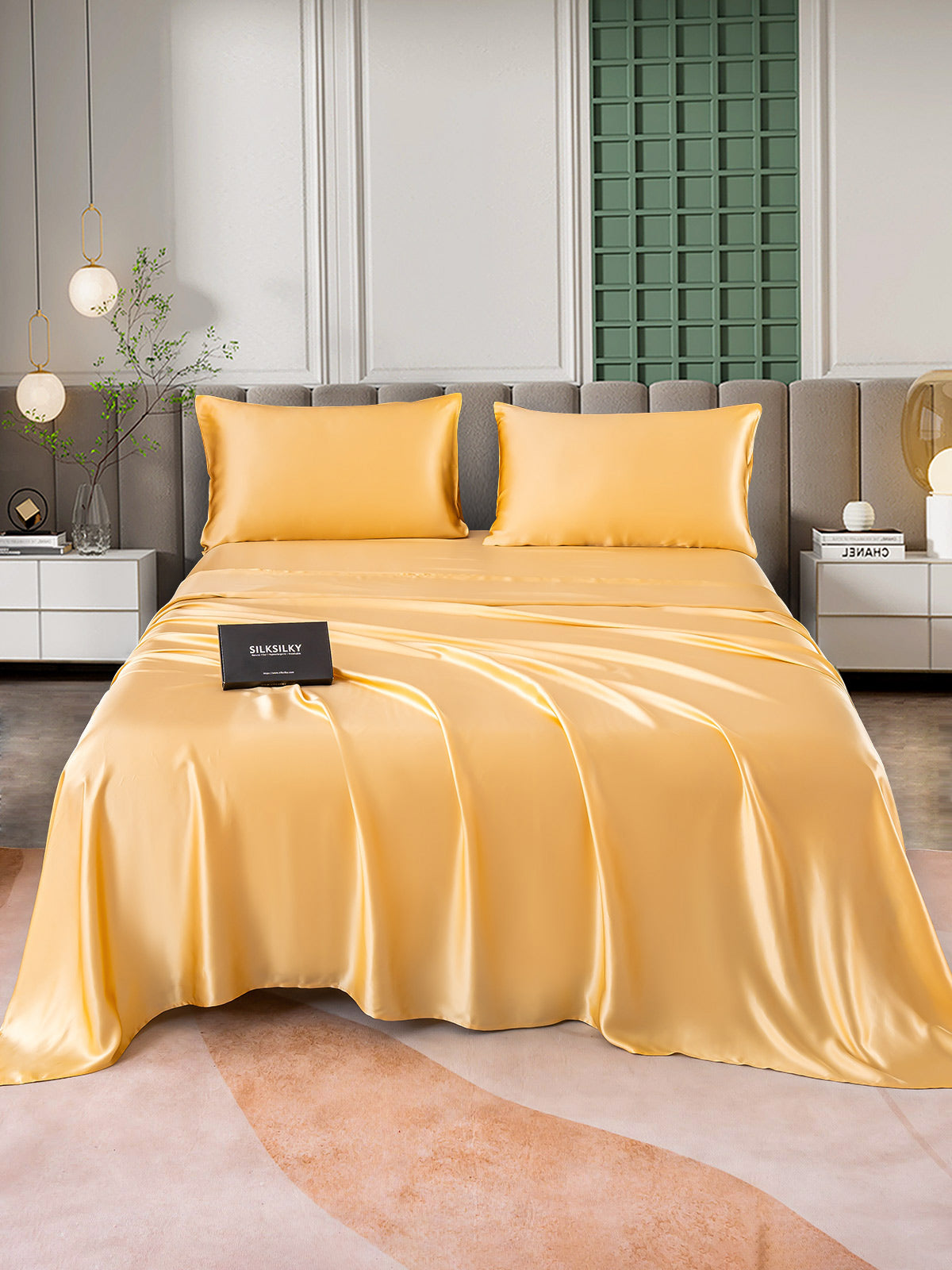 SilkSilky NL 25Momme Pure Silk Bedding Set Champagne 001