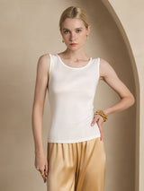 [Wit] SilkSilky-NL Mouwloos Ronde Hals Dames T-Shirt 001