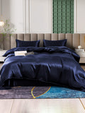 SilkSilky NL 25Momme Pure Silk Bedding Set Donkerblauw 001