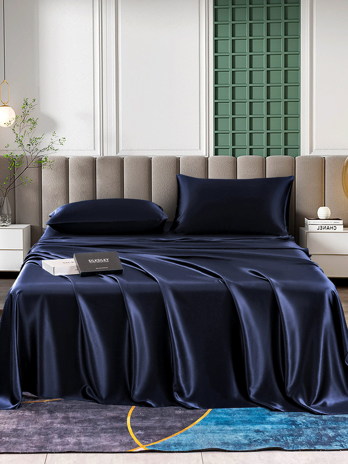 SilkSilky NL 25Momme Pure Silk Bedding Set Donkerblauw 001