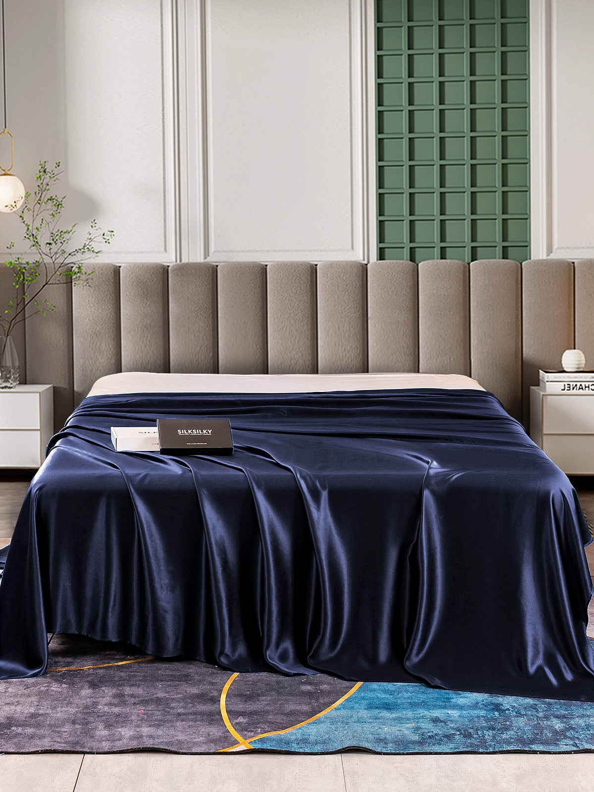 [Donkerblauw] SilkSilky-NL 25Momme Sheet 002