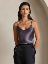[Paars Grijs] SilkSilky-NL Spaghetti Strap V Neck Cami-Top 006