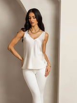 [Lichtgrijs] SilkSilky-NL Sleeveless V Neck Cami-Top 005