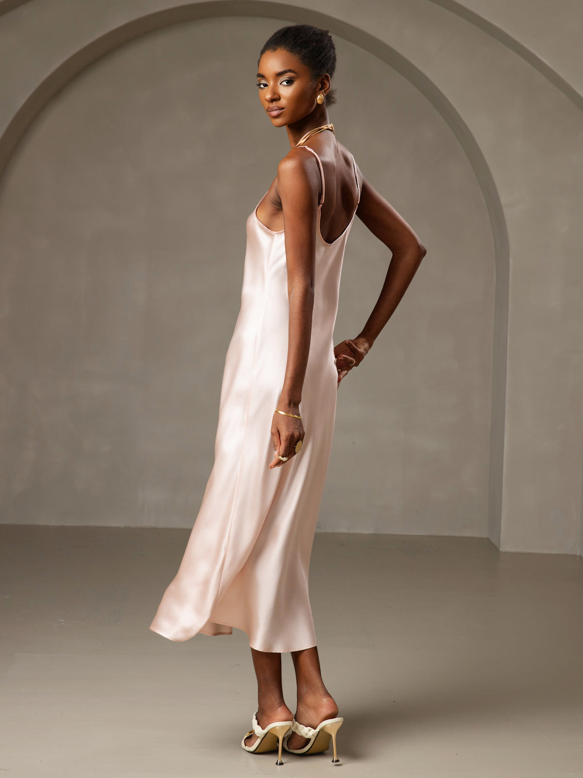 [Roze] SilkSilky-NL Mouwloos Ronde Hals Jurk 002