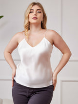 [Wit] SilkSilky-NL Spaghetti Bandjes V Hals Grote maten Cami-Top 004