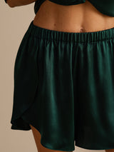 [Donkergroen] SilkSilky-NL Split Dames Korte Broek 007