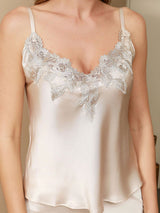 [Beige] SilkSilky-NL Spaghetti Bandjes V Hals Cami-Set 004