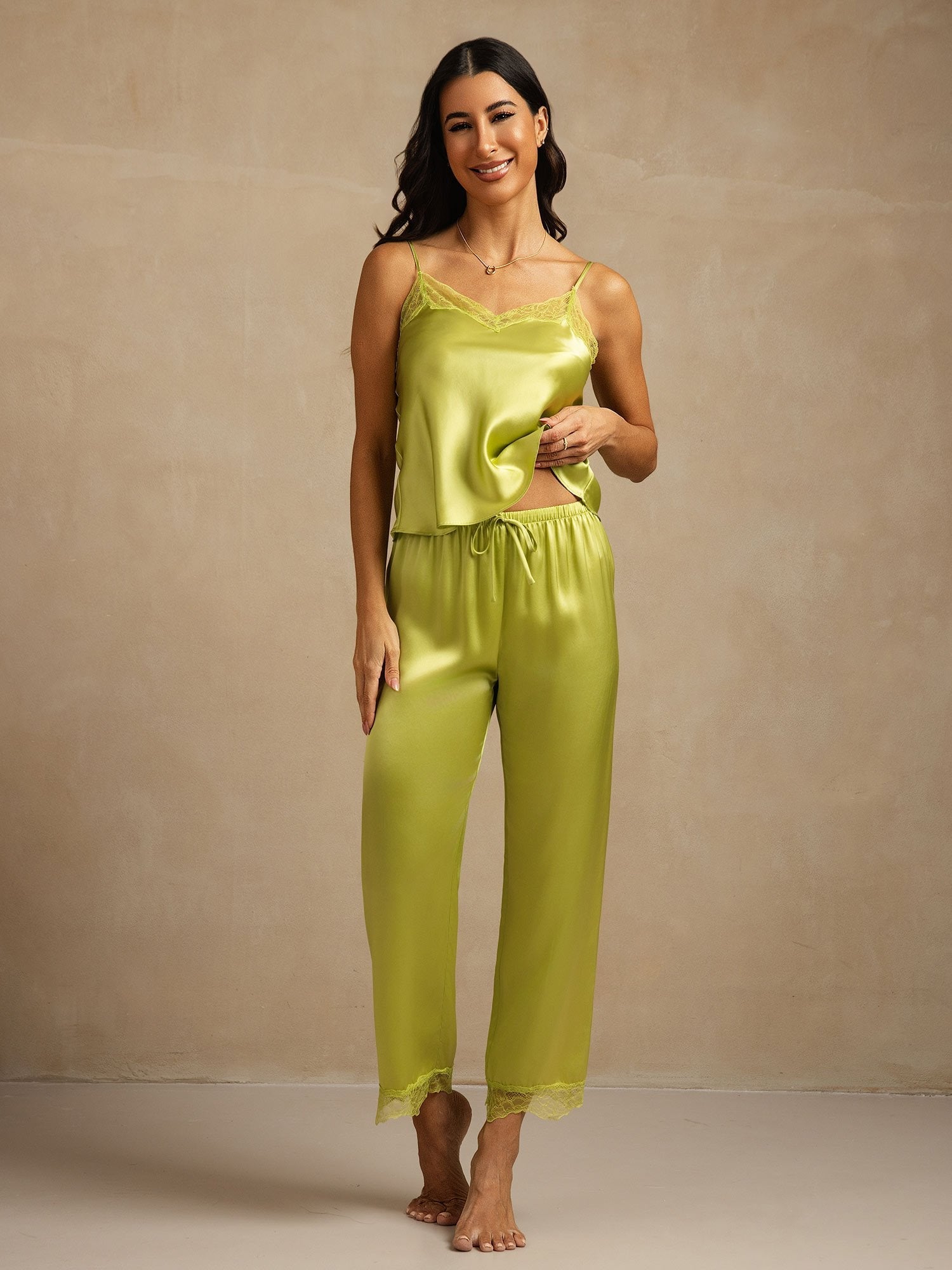 [Mintgroen] SilkSilky-NL Zijde Camisole Set 001