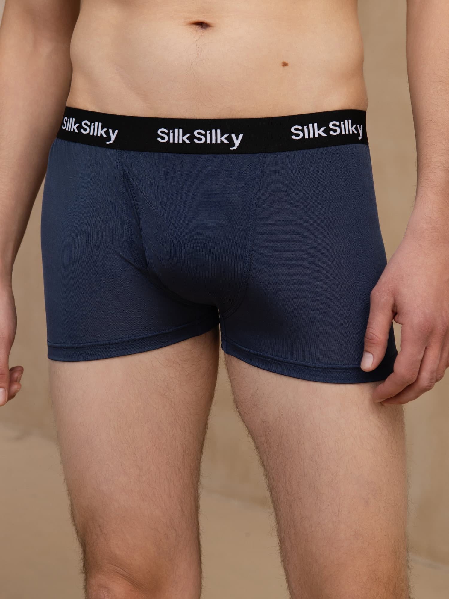 [Donkerblauw] SilkSilky-NL 100% Silk Jersey Heren Ondergoed 003