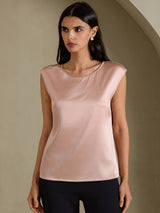 [Toscane] SilkSilky-NL Cap Sleeve Round Neck Dames T-Shirt 001