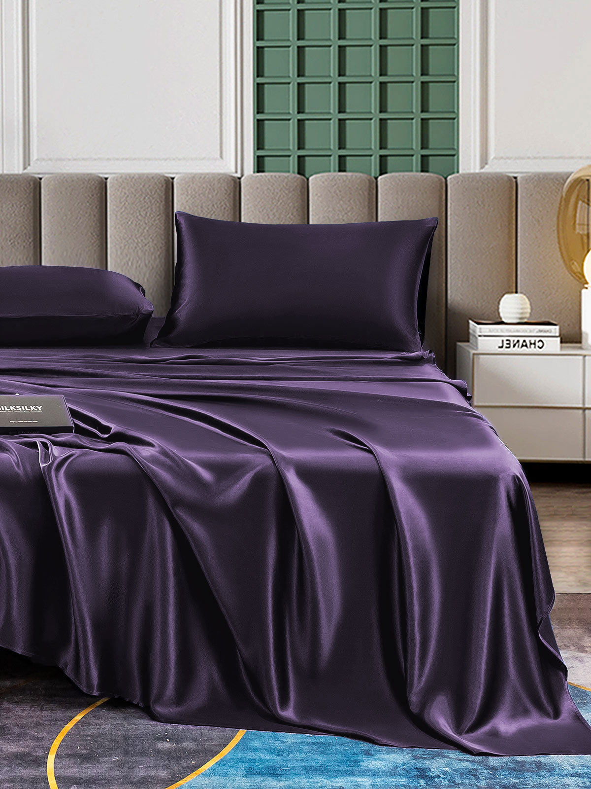 [Donkerpaars] SilkSilky-NL 22Momme Bedding Set 005,