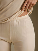 [Beige] SilkSilky-NL Long Sleeve V Neck Dames Lange Onderkleding 005