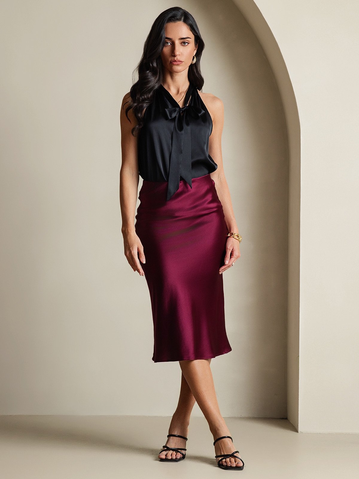 [Zwart] SilkSilky-NL 19Momme Zijde Womens Shirt 006
