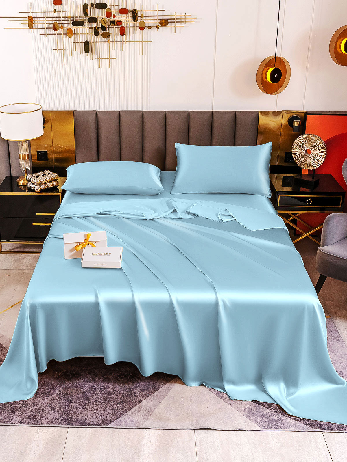 [Lichtblauw] SilkSilky-NL 19Momme Bedding Set 002