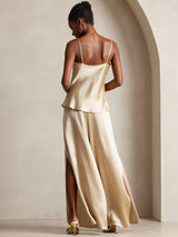 [Champagne] SilkSilky-NL Spaghetti Strap V Neck Cami-Top 002