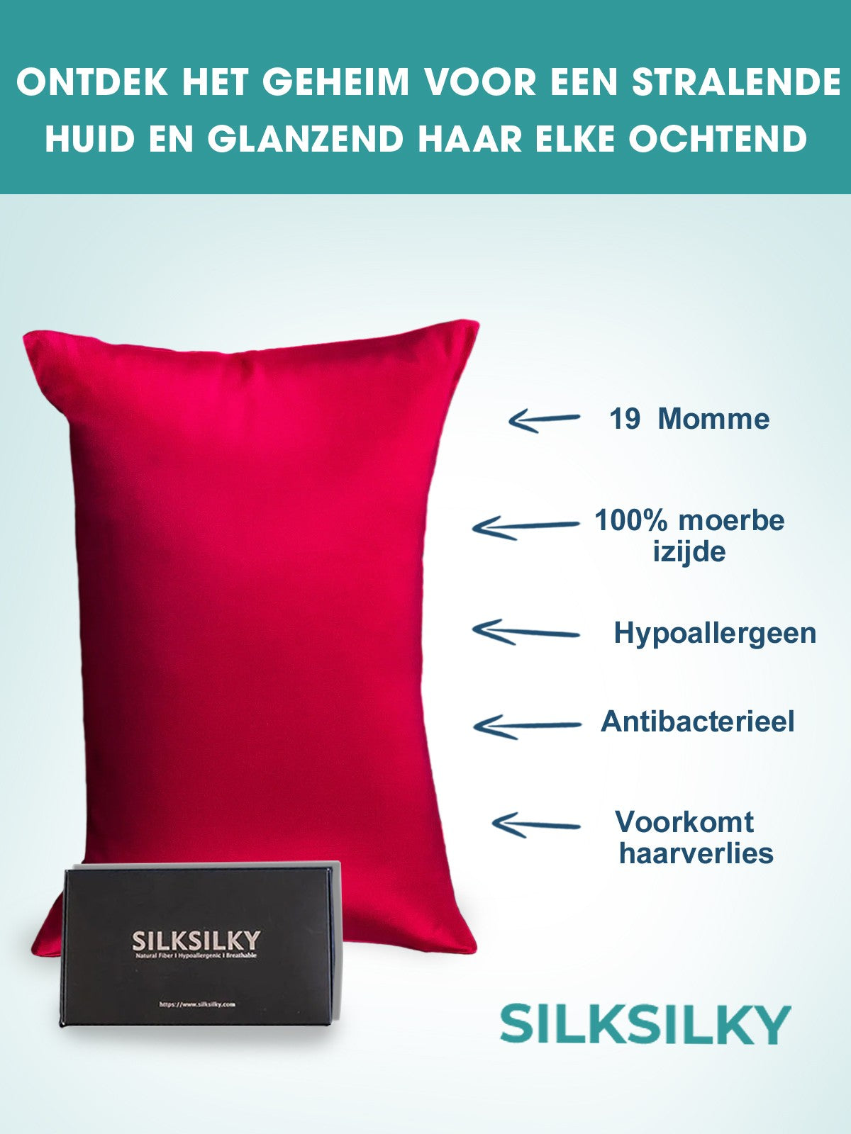 SilkSilky-NL 19Momme Pillowcase Wijn 003