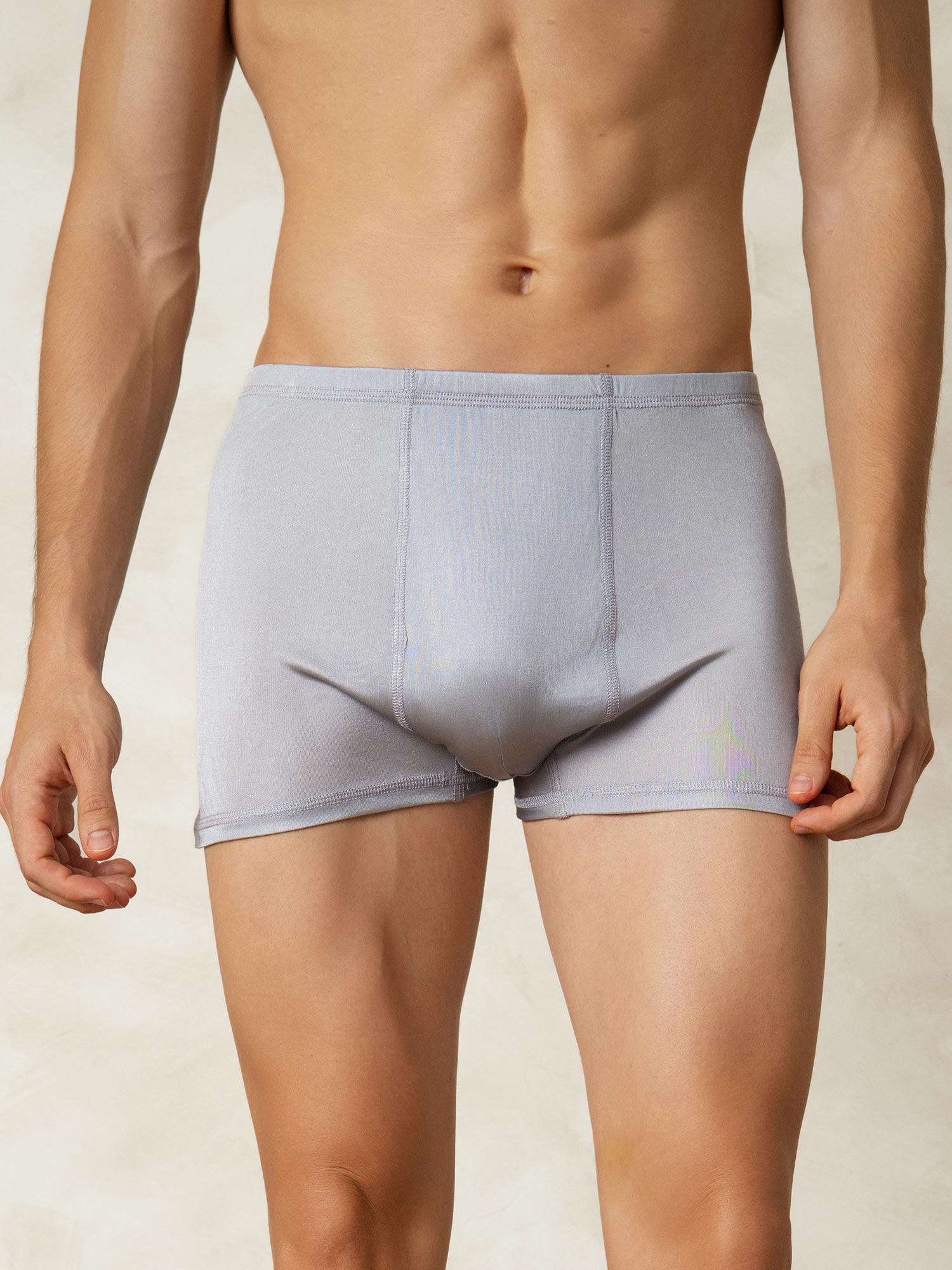 [Grijs] SilkSilky-NL Zijde Gebreid Mens Underwear 003