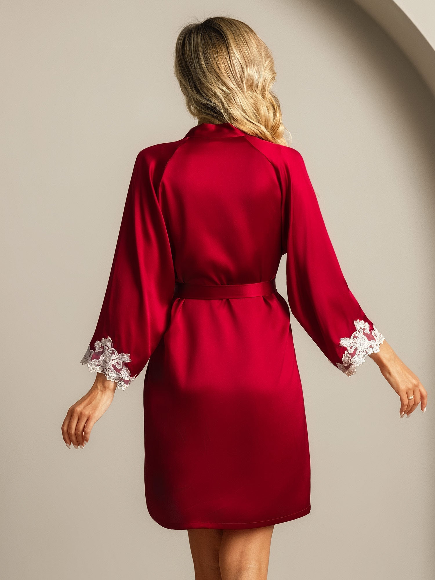 [Wijn] SilkSilky-NL Zijde Womens Robe 002,