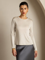[Grijs] SilkSilky-NL Lange Mouw Crew Hals Dames T-Shirt 008